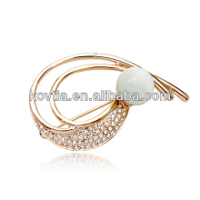 Gold lapel pin brooch opal rhinestone brooch wholesale costume jewelry